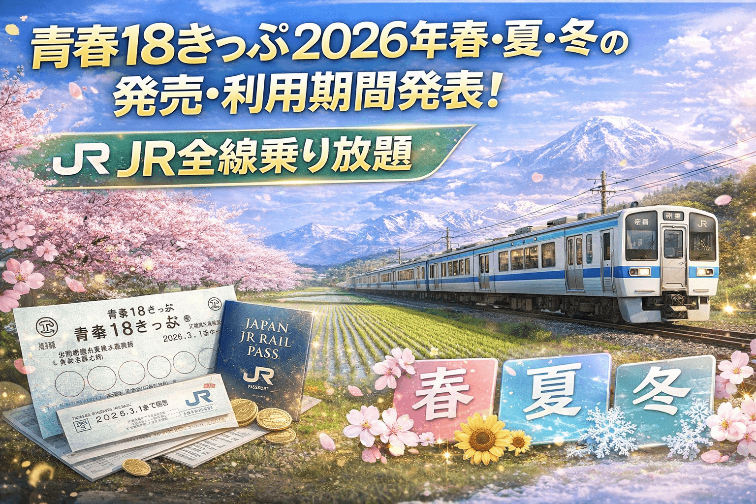 青春18きっぷ2026年春・夏・冬の発売・利用期間発表!JR全線乗り放題
